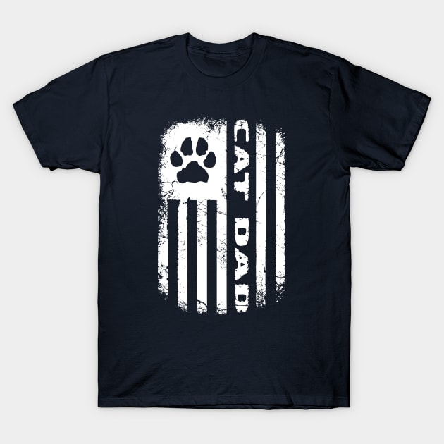 Cat Dad Distressed Flag T-Shirt by BoneheadGraphix